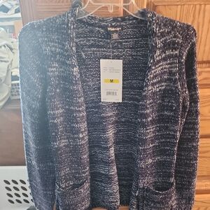 BYdesign Women's Navy/Lt Blue Cardigan W/2 Pockets